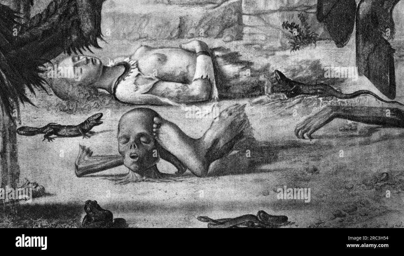 Mort, cadavre, cadavres pourris et vermine, détail de 'Fight of Staint George', peinture, COPYRIGHT DE L'ARTISTE N'A PAS À ÊTRE EFFACÉ Banque D'Images