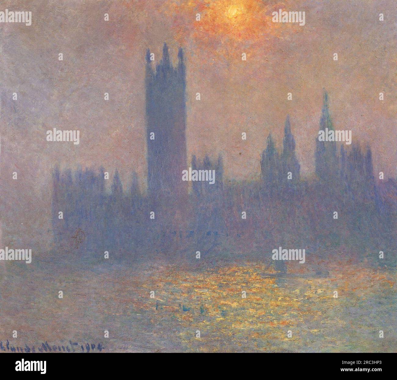 Chambres du Parlement, effet de la lumière du soleil dans le brouillard 1904 par Claude Monet Banque D'Images