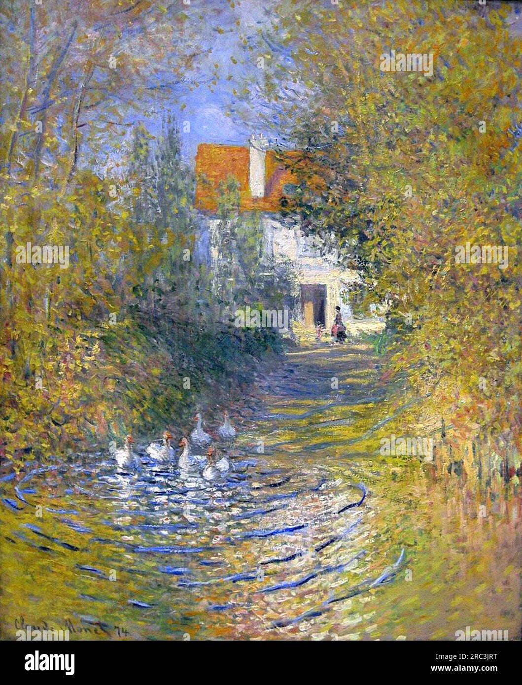 Oies dans le ruisseau 1874 par Claude Monet Banque D'Images