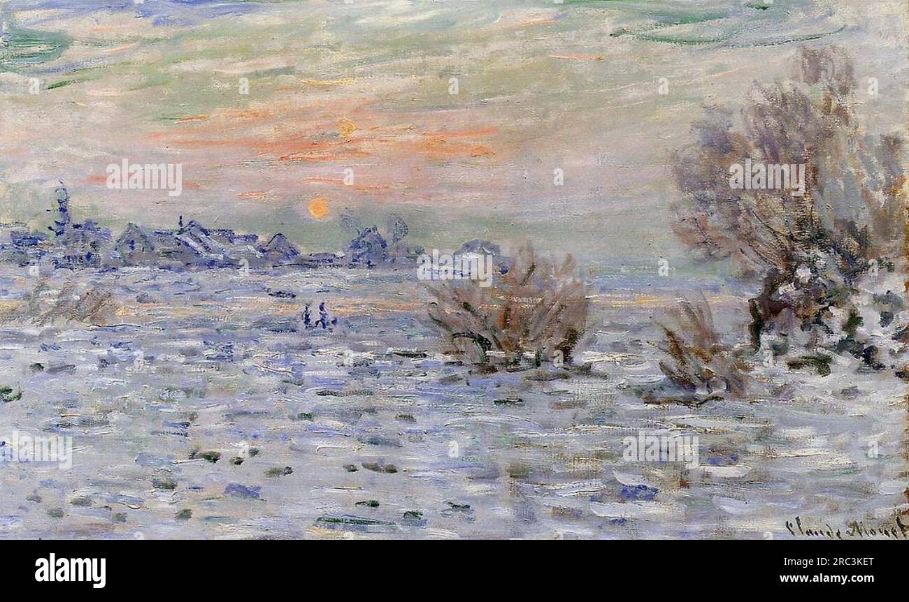 Hiver sur la Seine, Lavacourt 1880 par Claude Monet Banque D'Images