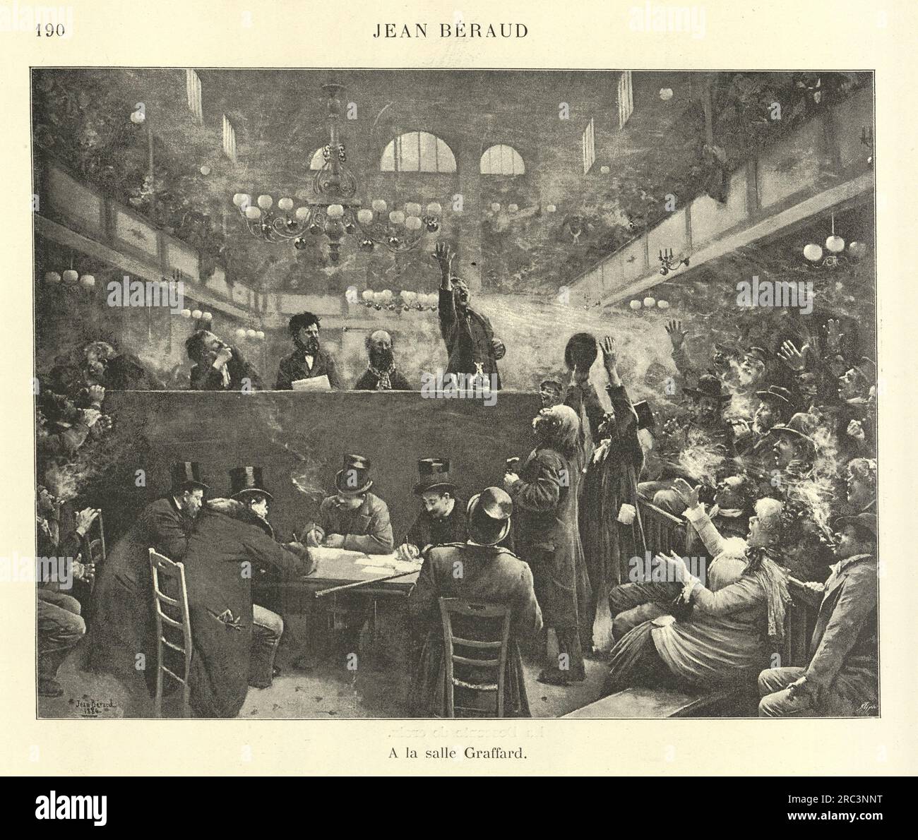 Illustration vintage, d'après le tableau de Jean Béraud, A la salle Graffard Banque D'Images