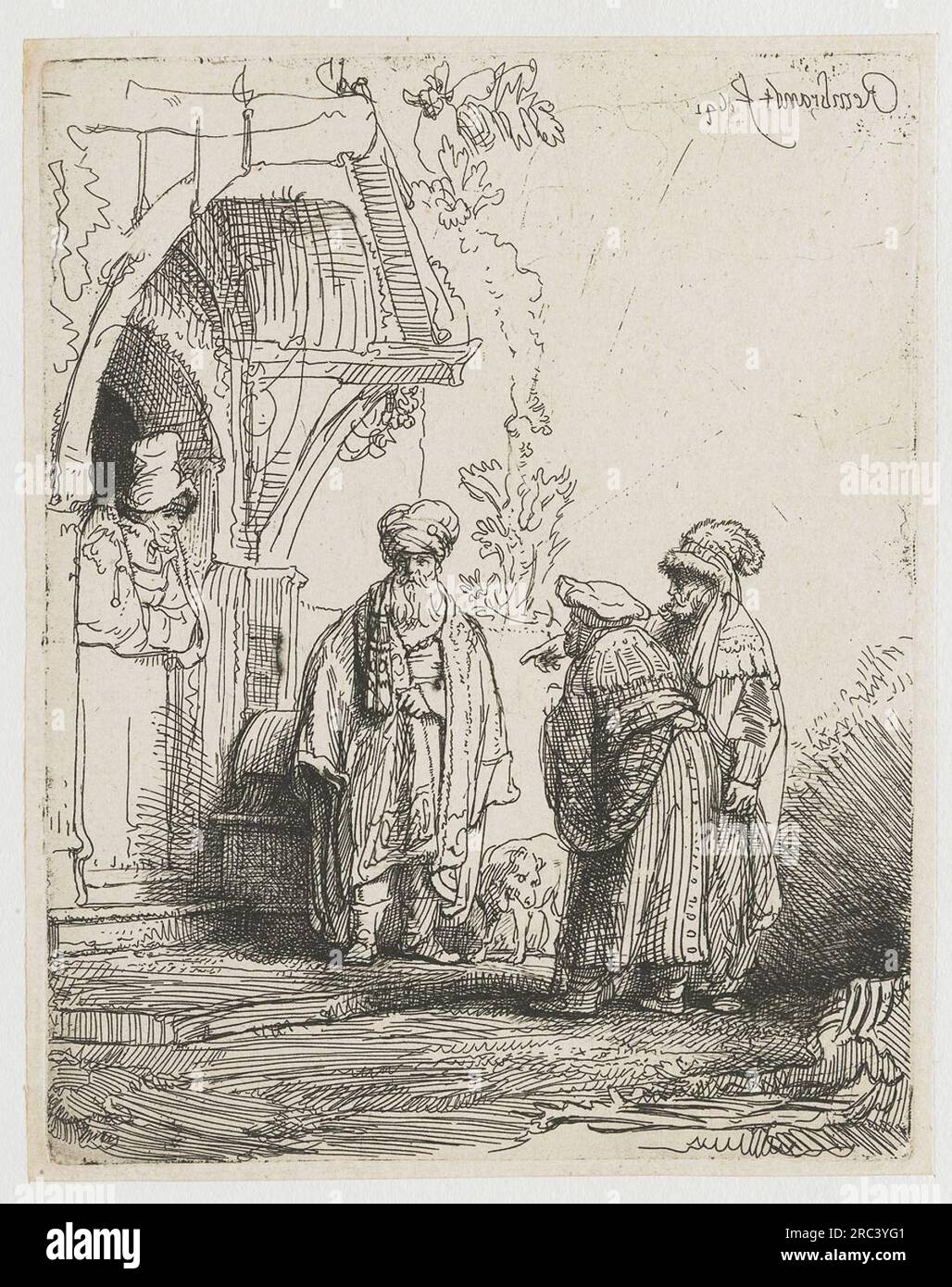 Trois figures orientales (Jacob et Laban) 1641 de Rembrandt Banque D'Images