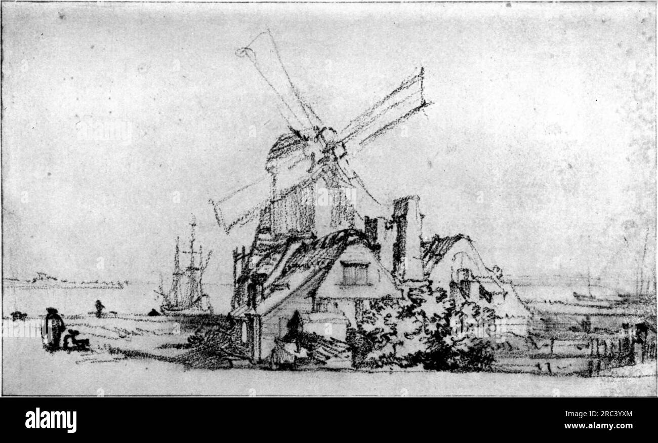 Le bastion à Amsterdam 1650 par Rembrandt Banque D'Images