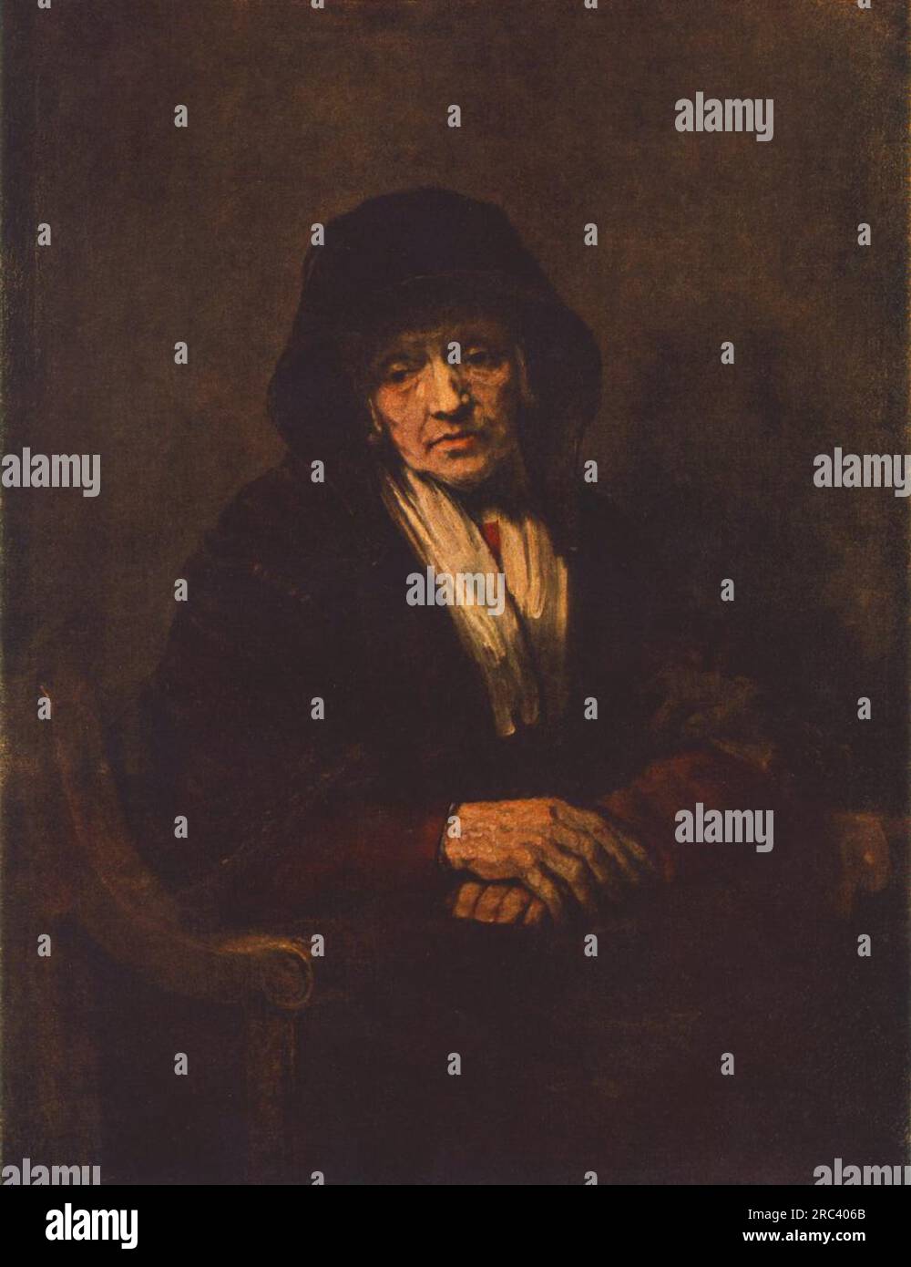 Portrait d'une vieille femme 1654 par Rembrandt Banque D'Images