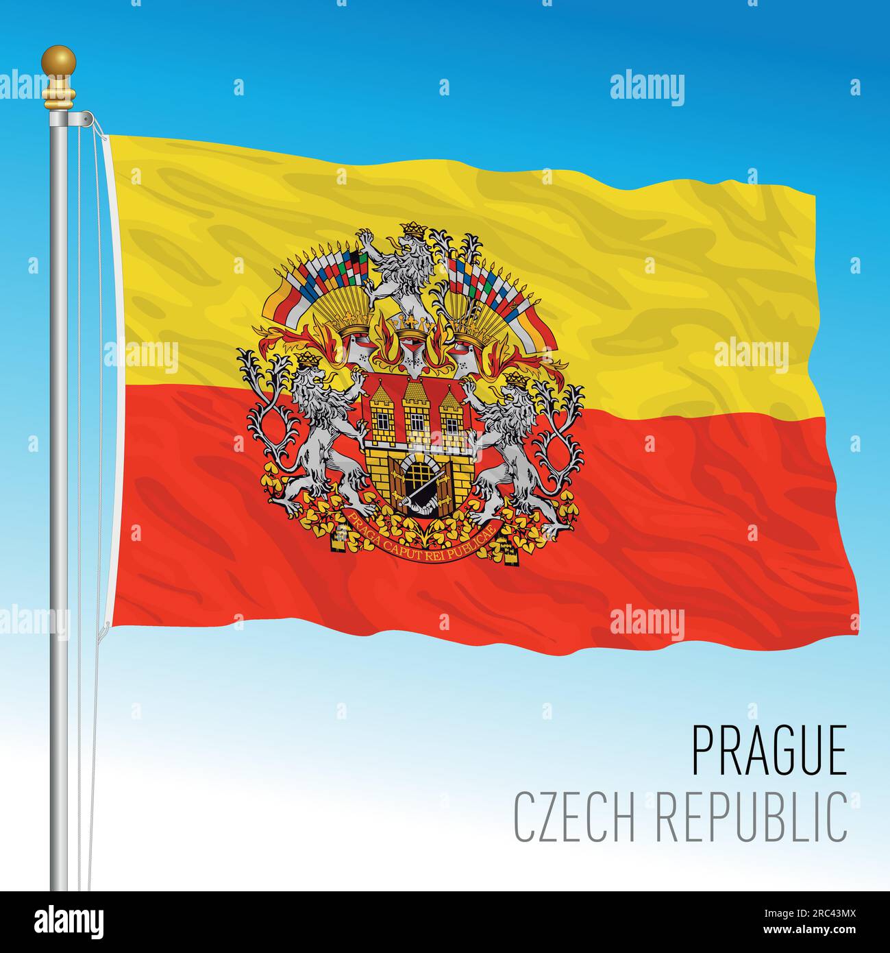 Prague, République tchèque, drapeau fanion de la capitale, illustration vectorielle Illustration de Vecteur