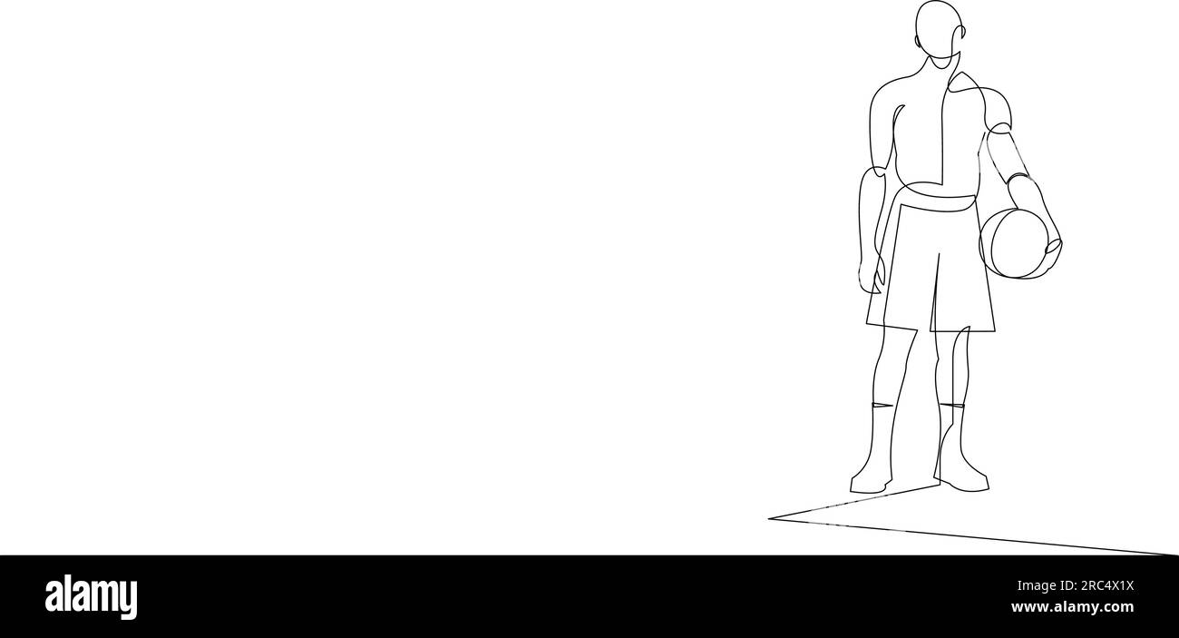 Joueur de basket-ball dessin continu d'une ligne. Illustration vectorielle minimaliste Illustration de Vecteur