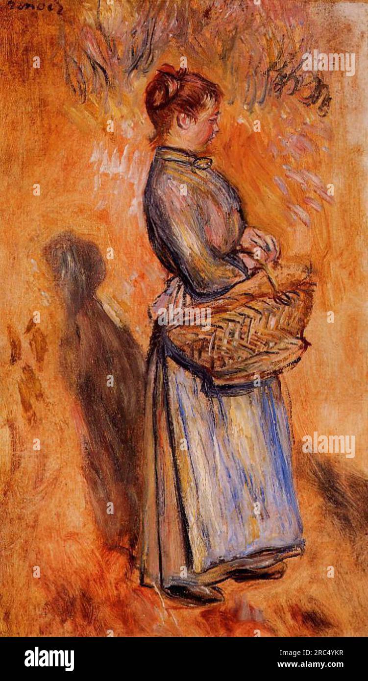 Paysanne debout dans un paysage 1884 par Pierre-Auguste Renoir Banque D'Images