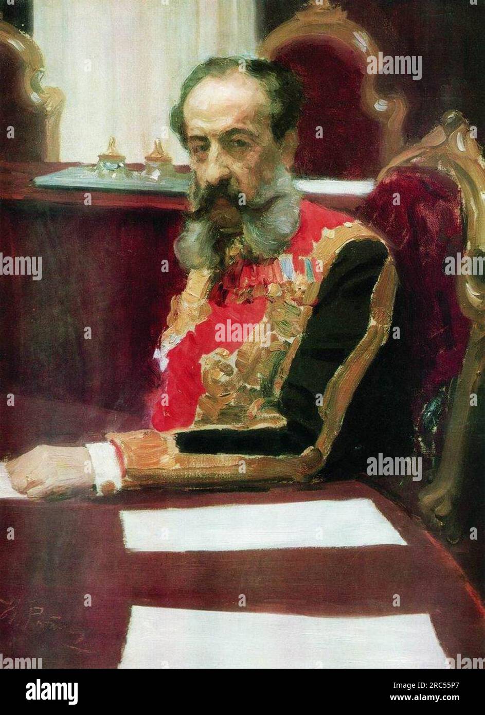 Portrait de membre du Conseil d'Etat et Grand Chambellan, Prince Mikhaïl Sergeïevich Volkonsky 1903 par Ilya Repin Banque D'Images