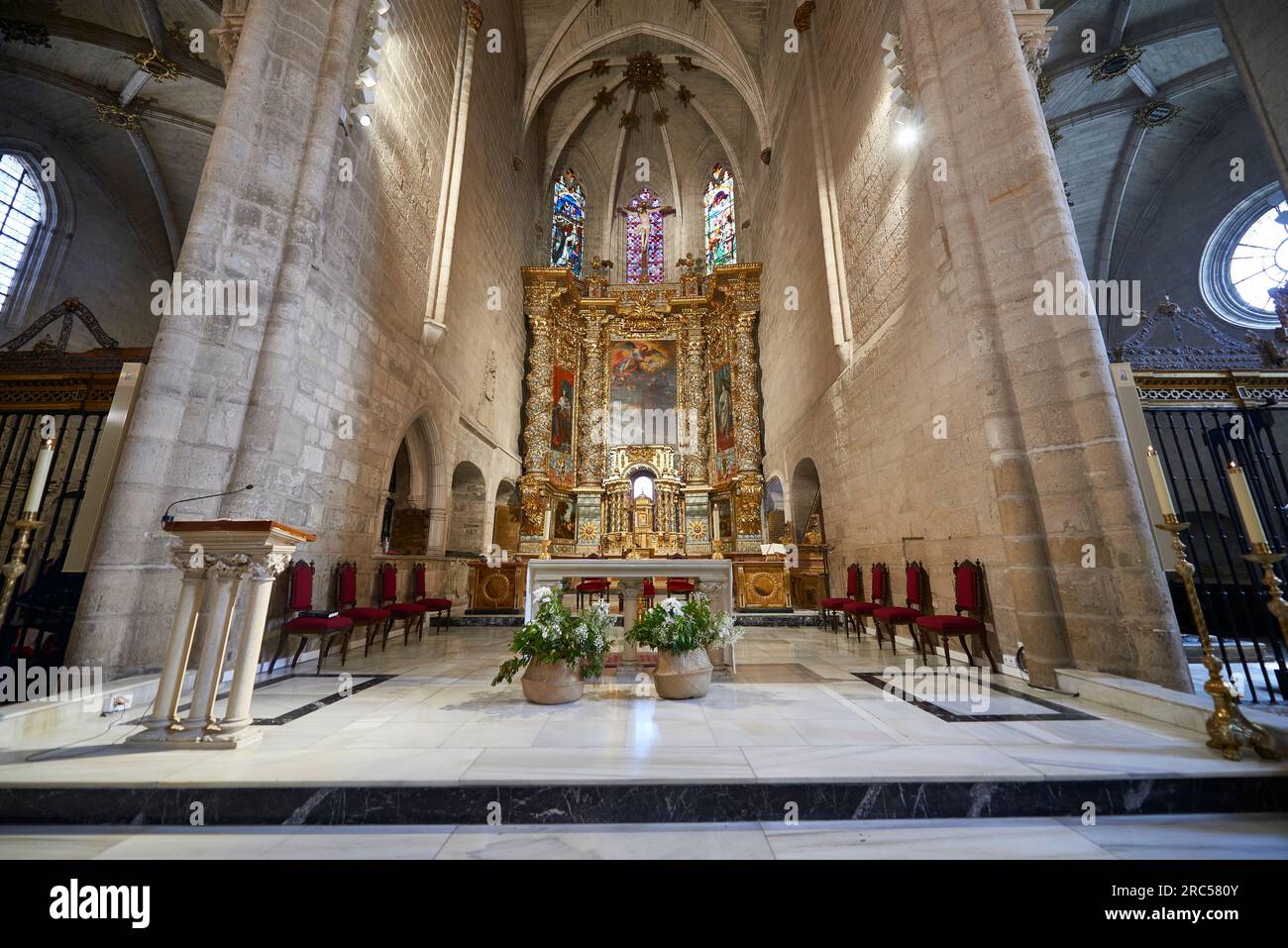 Pièce d'autel de l'église de San Gil, Burgos, Espagne Banque D'Images