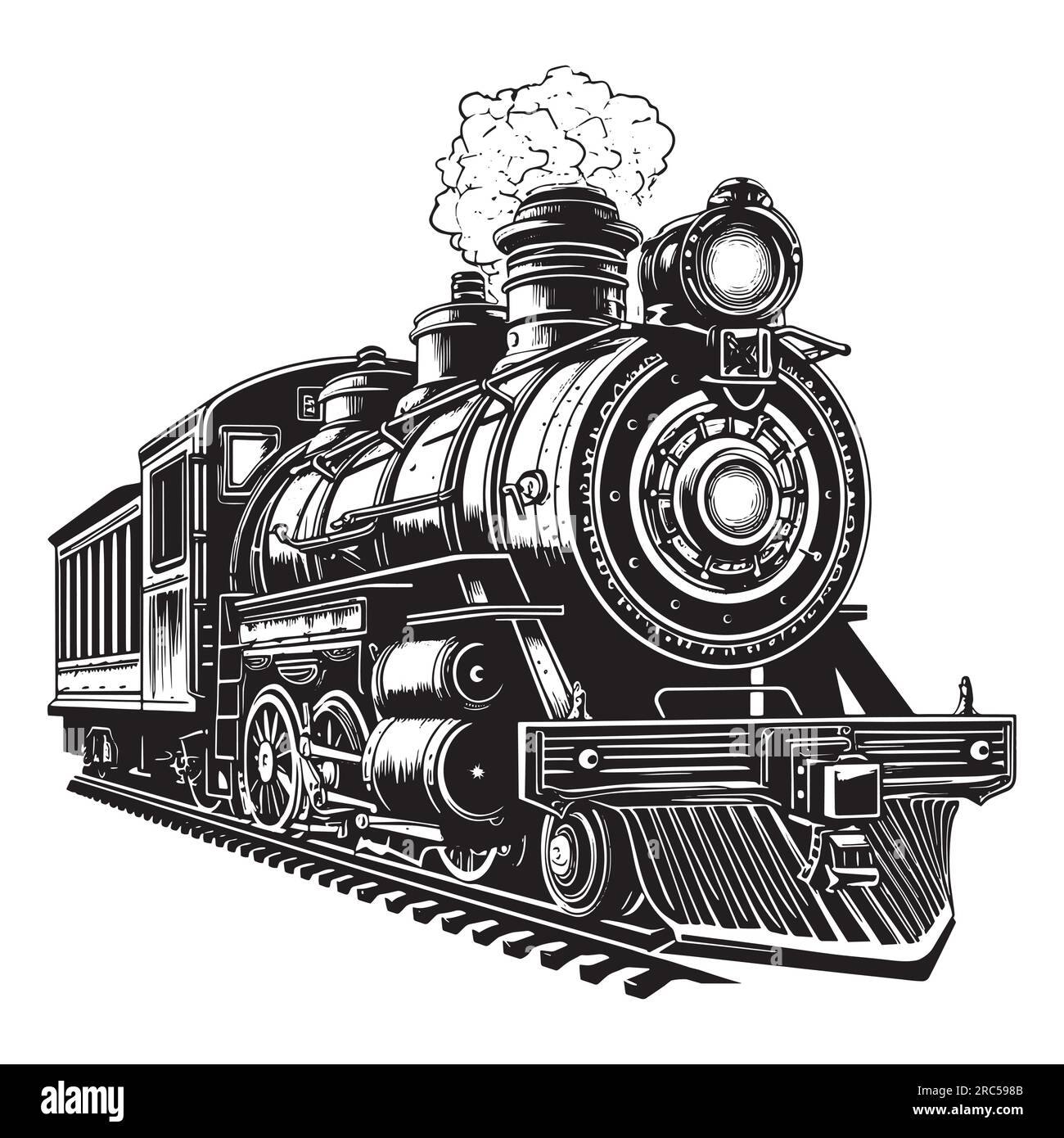 Vieille locomotive à vapeur. Illustration de Vecteur