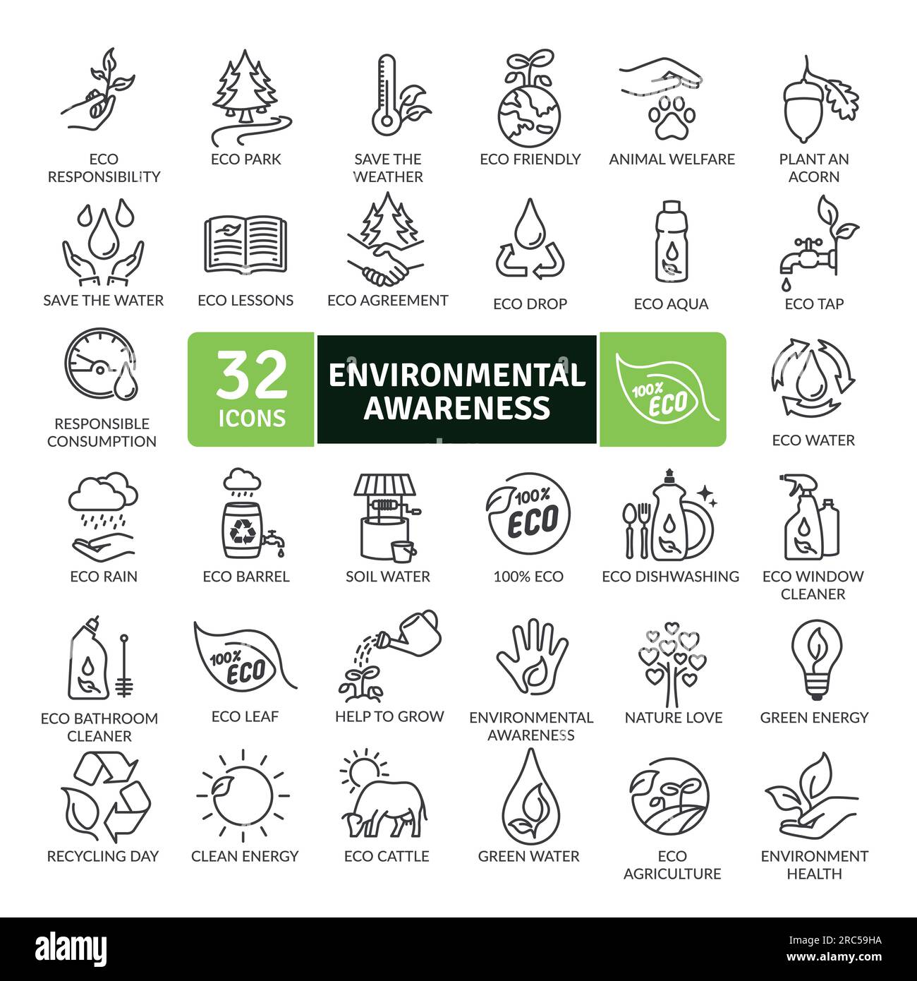 Pack d'icônes de succession écologique. Jeu d'icônes de ligne fine. Icônes vectorielles simples Illustration de Vecteur