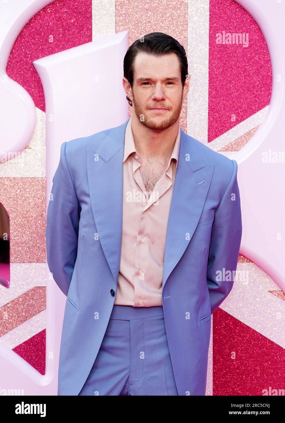 Connor Swindells arrive pour la première européenne de Barbie au Cineworld Leicester Square à Londres. Date de la photo : mercredi 12 juillet 2023. Banque D'Images