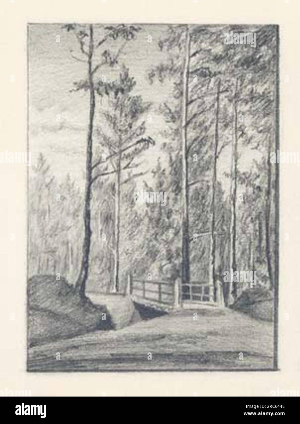 Deuxième pont sur la route de l'aire de battage dans State Forest 1893 par Nicholas Roerich Banque D'Images
