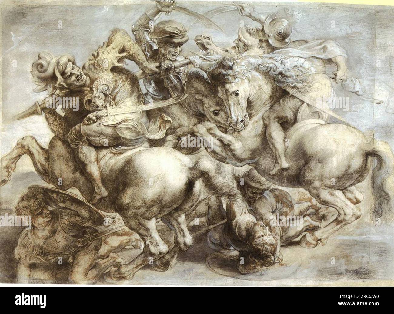 Copie de la bataille d'Anghiari, la peinture perdue de Léonard de Vinci vers 1603 ; Italie de Pierre Paul Rubens Banque D'Images