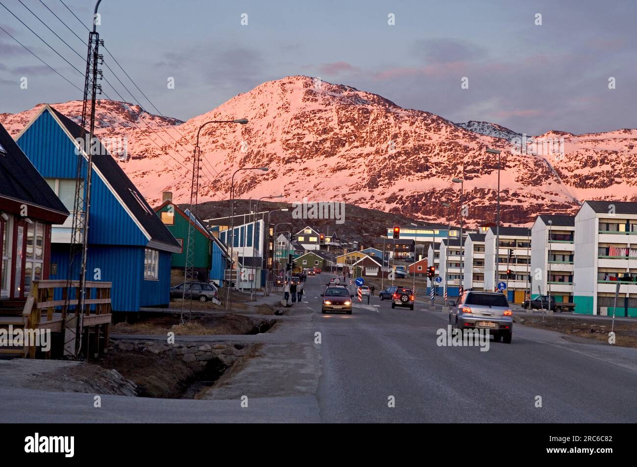 Toujours lumineux à minuit en juin, Nuuk, Groenland Banque D'Images