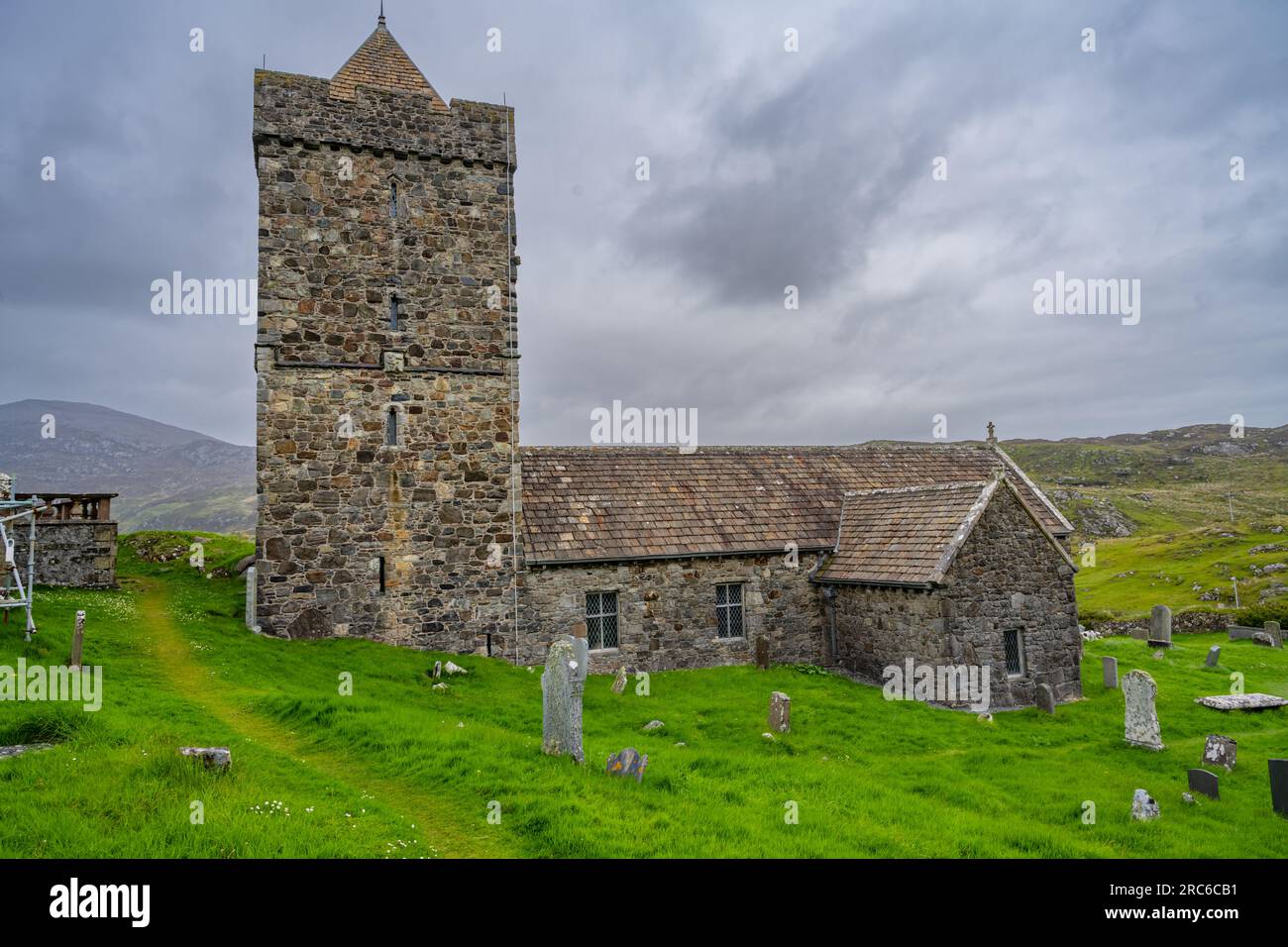 Extérieur de l'église St Clement Rodel Isle of Harris Banque D'Images