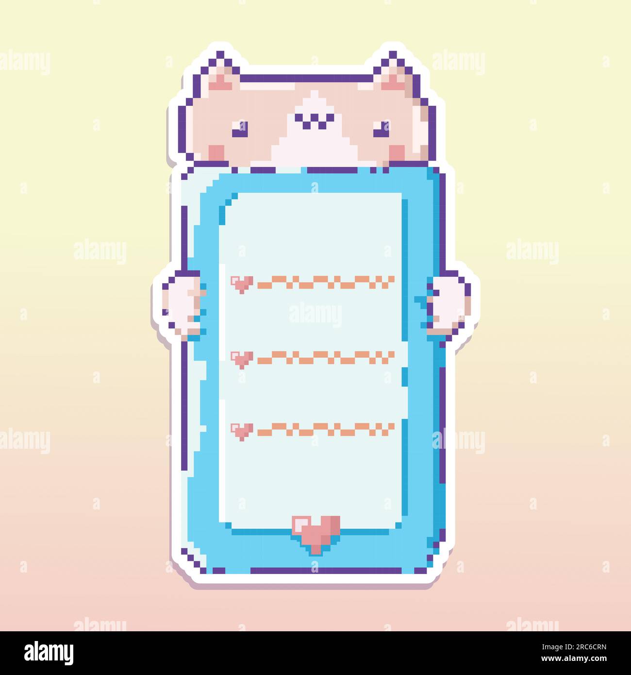 Autocollant vectoriel mignon dans le style pixel art. Illustration de Vecteur