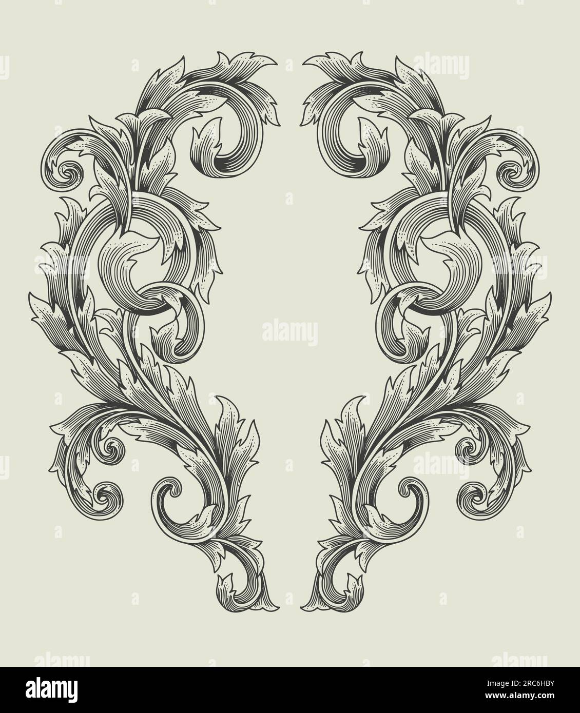 Vintage baroque victorienne cadre bordure tatouage floral ornement feuille style gravure. illustration de dessin à la main vectoriel Illustration de Vecteur