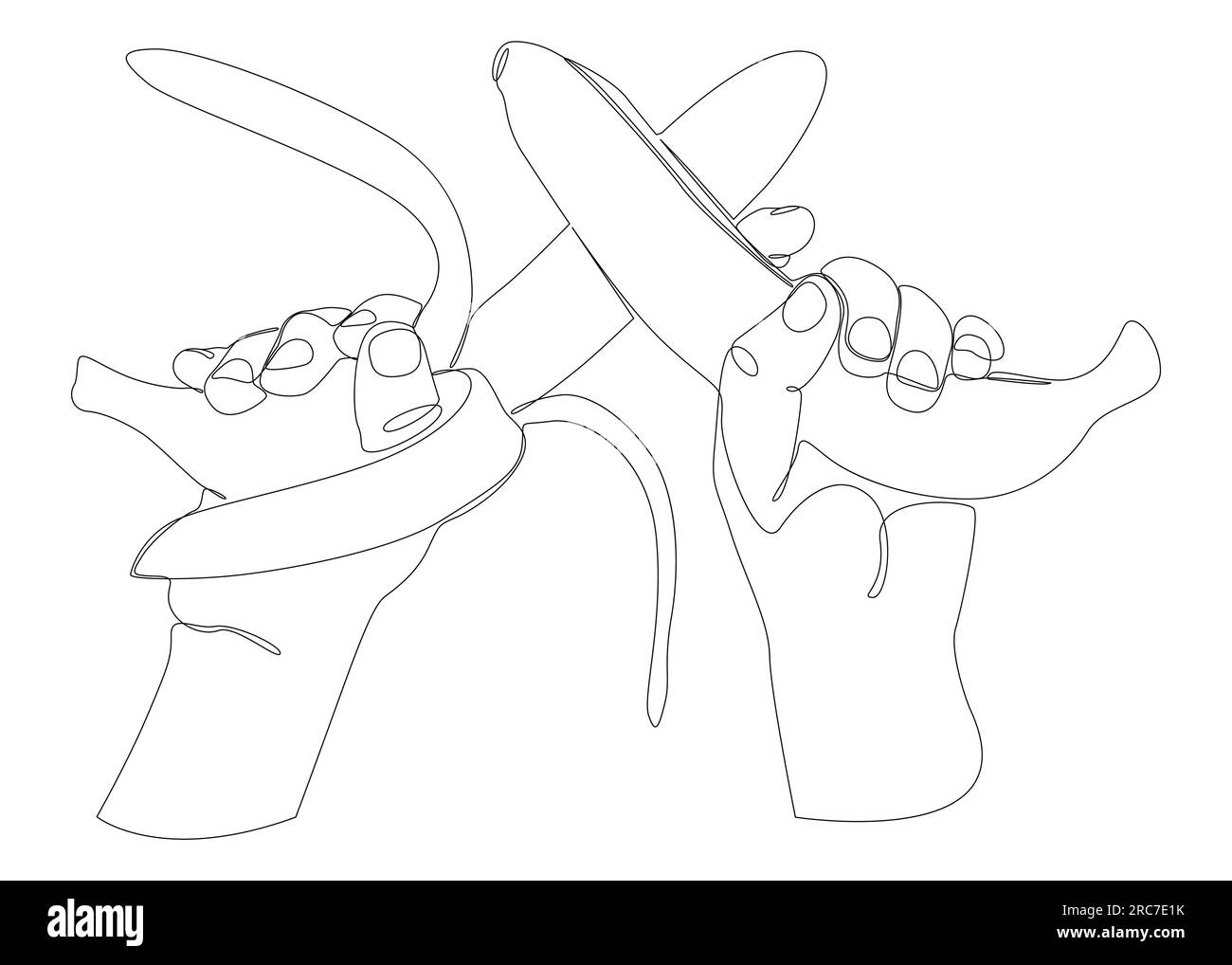 Une ligne continue de banane. Concept de vecteur d'illustration de fruits tropicaux Thin Line. Dessin de contour idées créatives. Illustration de Vecteur