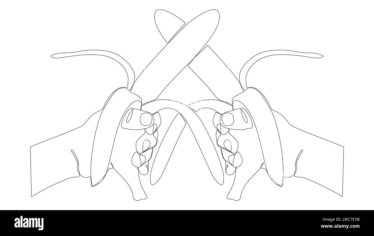 Une ligne continue de banane. Concept de vecteur d'illustration de fruits tropicaux Thin Line. Dessin de contour idées créatives. Illustration de Vecteur
