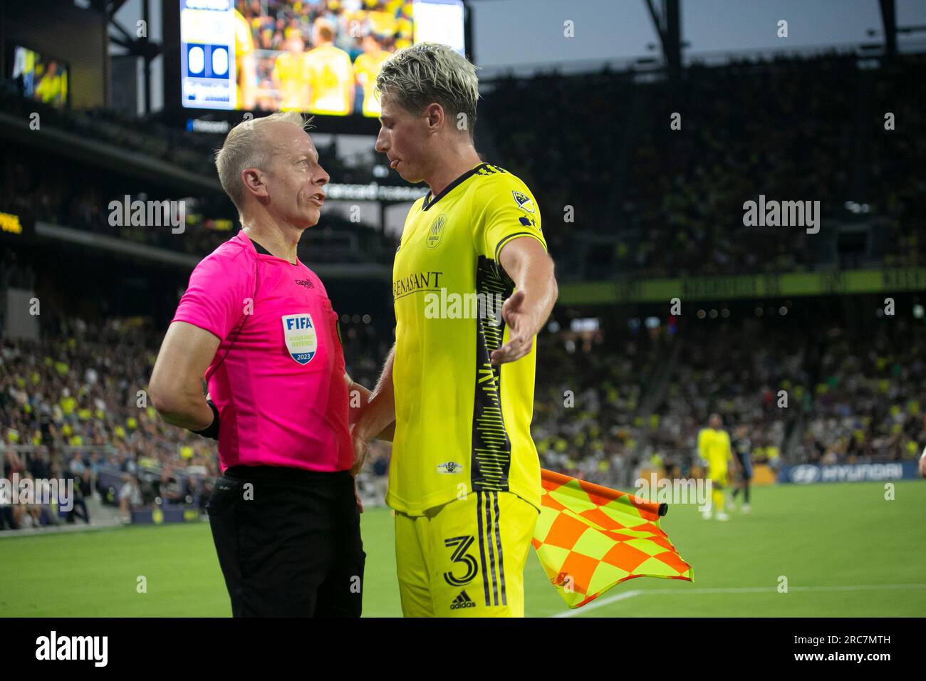 Nashville, Tennessee, États-Unis. 12 juillet 2023. Nashville SC tombe aux mains de Philadelphia Union au GEODIS Park. Crédit : Kindell Buchanan/Williamson Herald/Alamy Live News. Banque D'Images