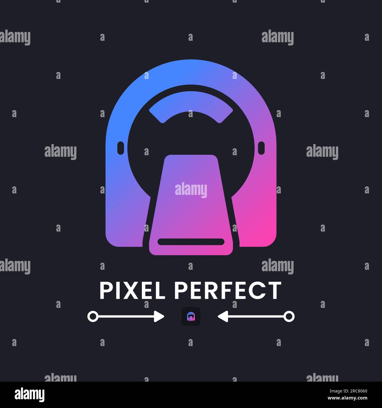 Icône de bureau à gradient continu violet de la machine IRM sur fond noir Illustration de Vecteur