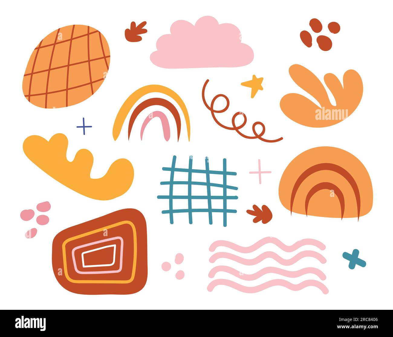 Doodle abstrait dessiné à la main diverses formes. Doodle objets Sketchy fond de couleur d'automne. Illustration de Vecteur