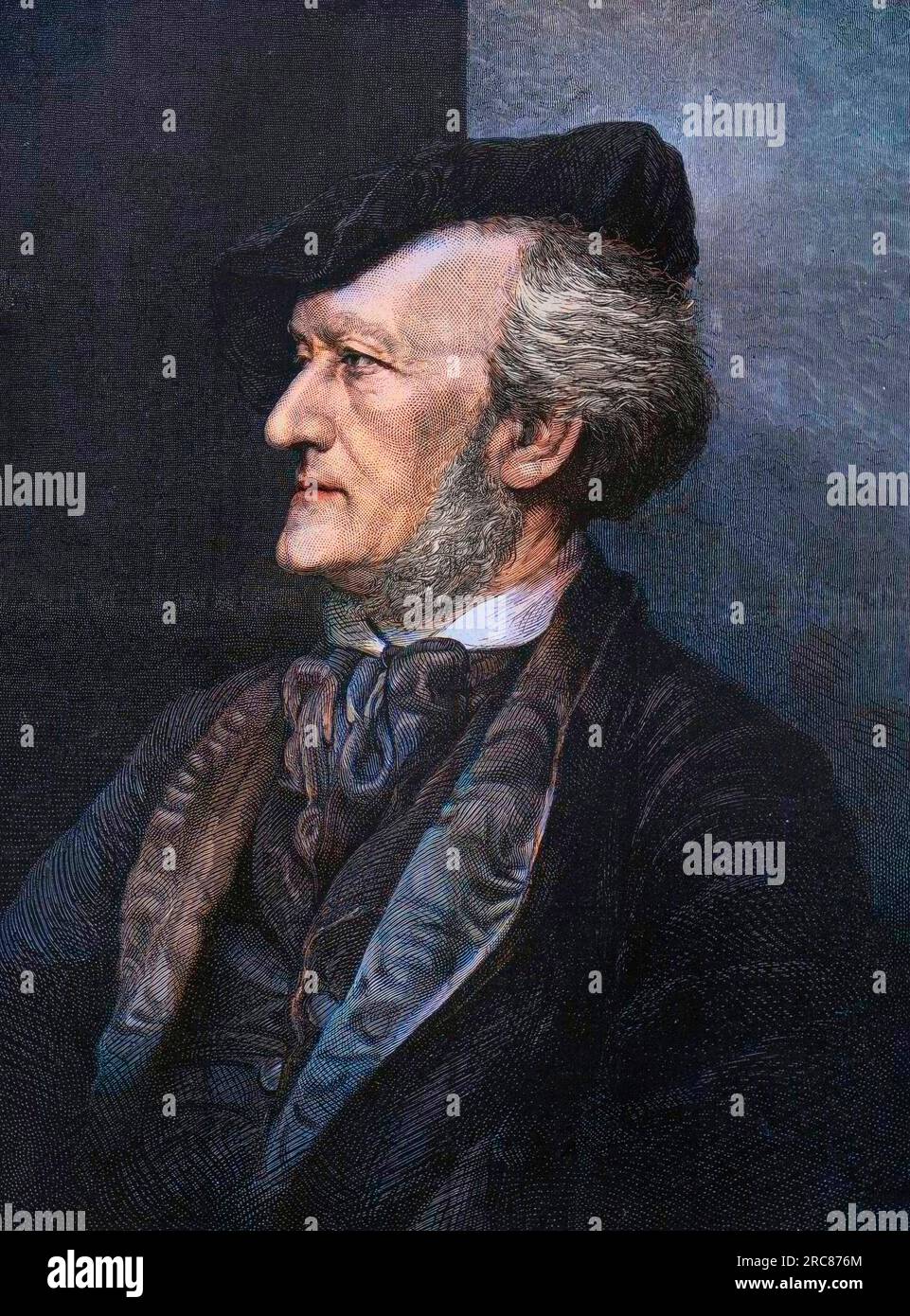 Portrait de Richard Wagner - gravure 1875 Banque D'Images