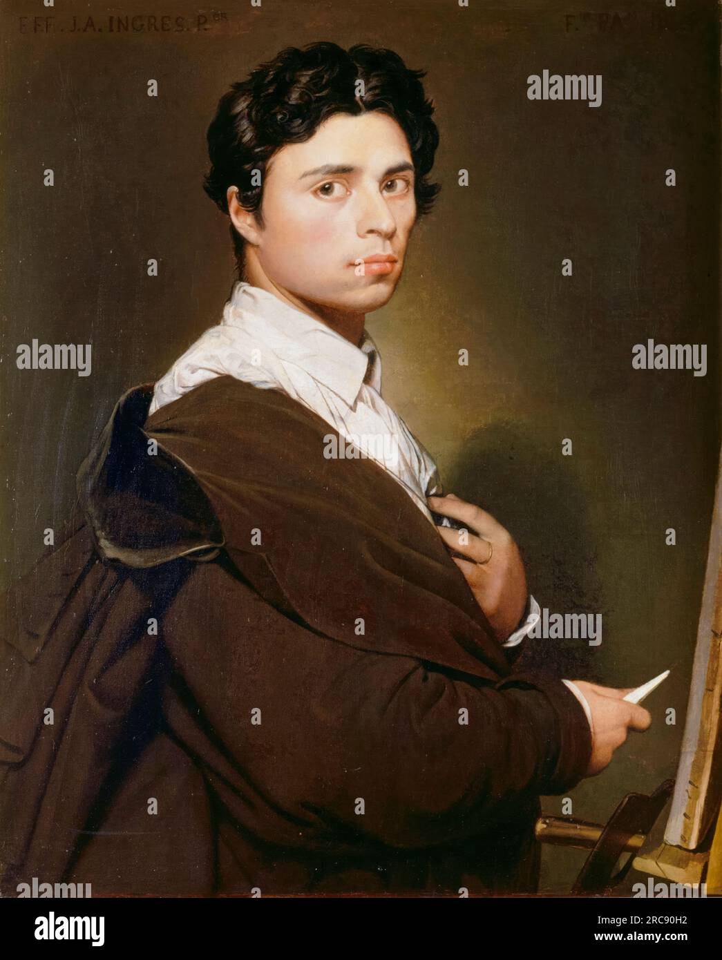 Jean Auguste Dominique Ingres (1780-1867), Autoportrait à vingt-quatre ans à l'huile sur toile du peintre néoclassique français, 1811 Banque D'Images