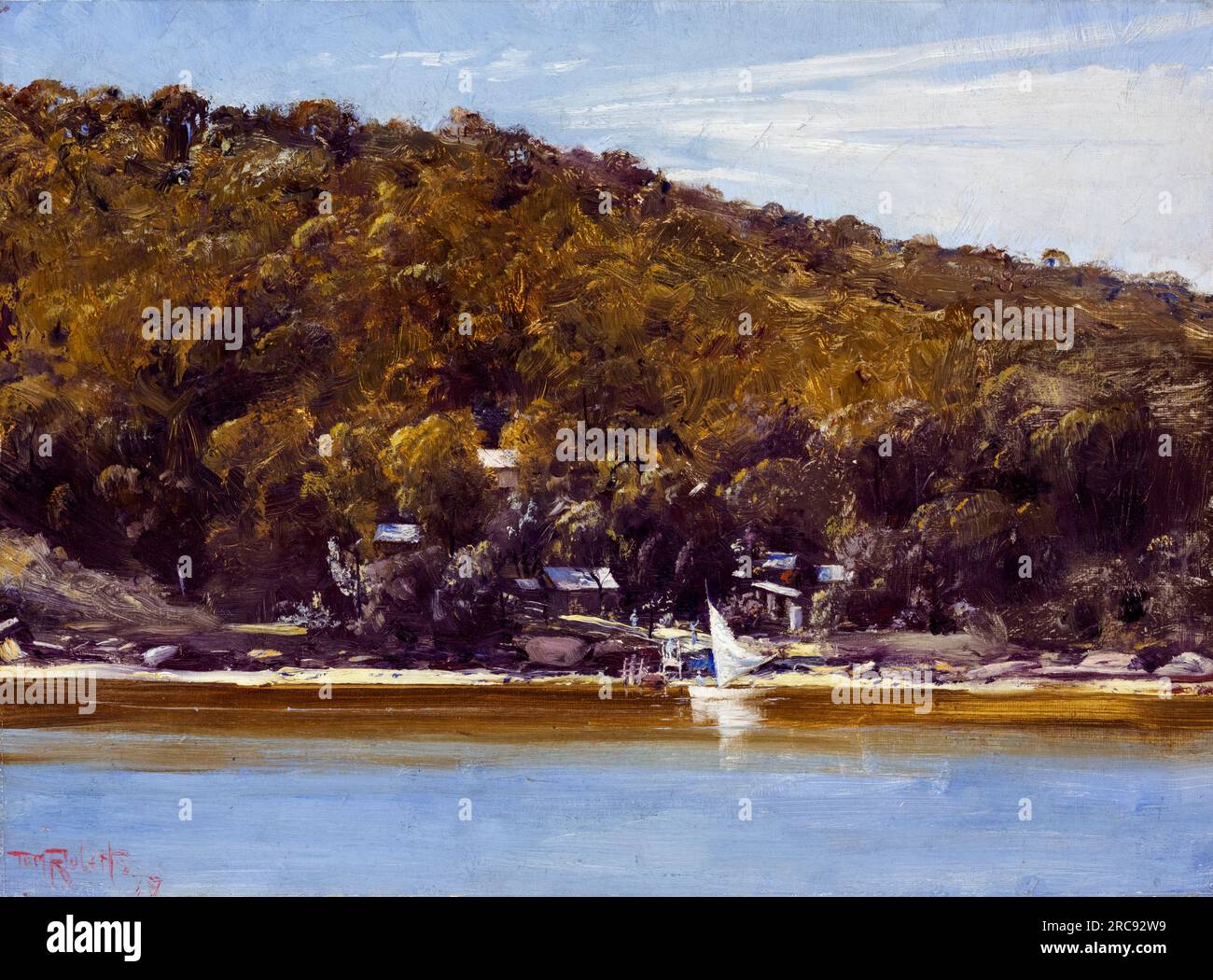 Tom Roberts, le camp, Sirius Cove, peinture de paysage à l'huile sur toile sur carton, 1899 Banque D'Images