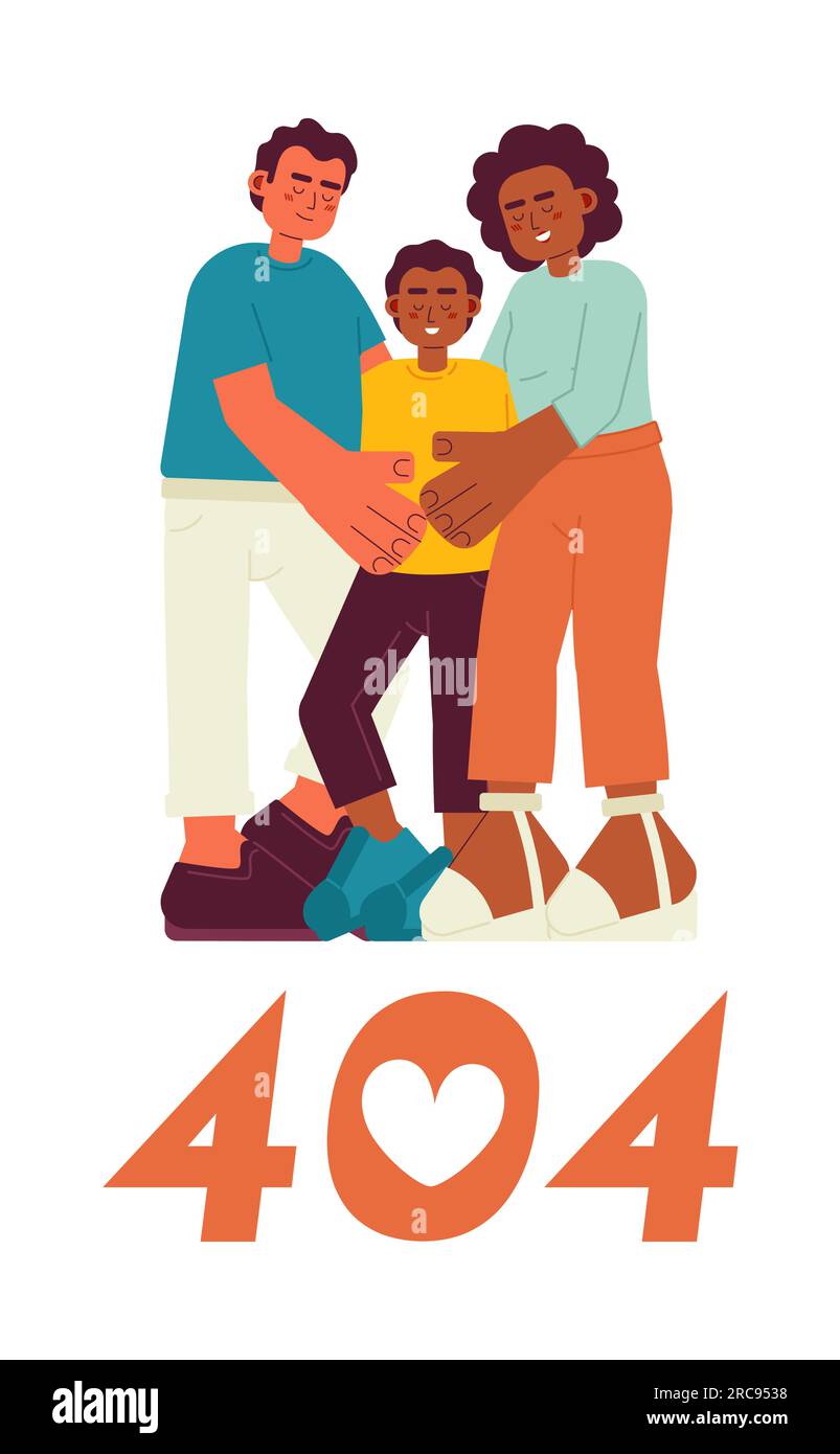 Message flash d'erreur 404 des câlins de la famille de races mixtes Illustration de Vecteur Message flash d'erreur 404 des câlins de la famille de races mixtes Illustration de Vecteur