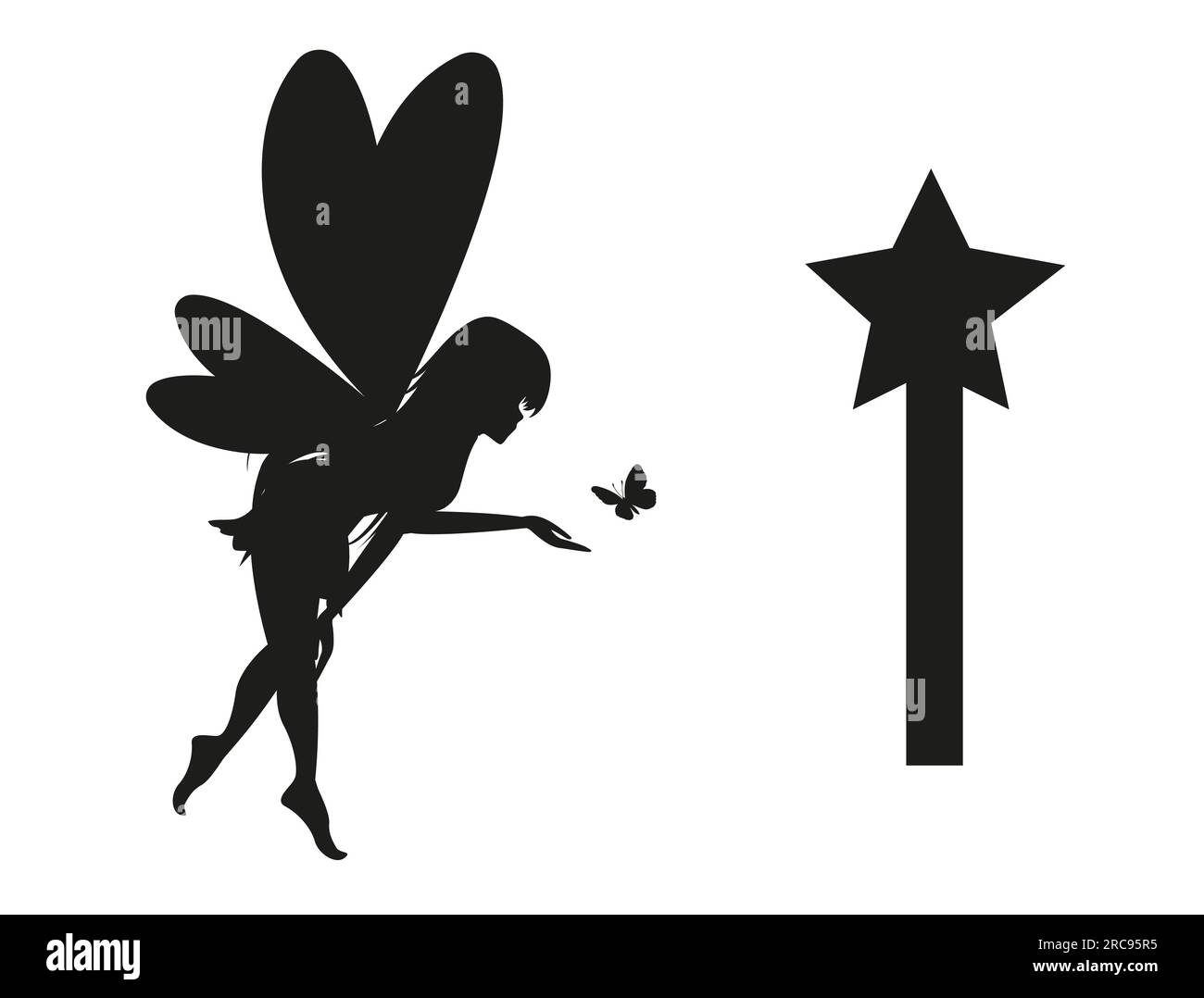 Fairy Silhouette Vector Art sur fond blanc Illustration de Vecteur
