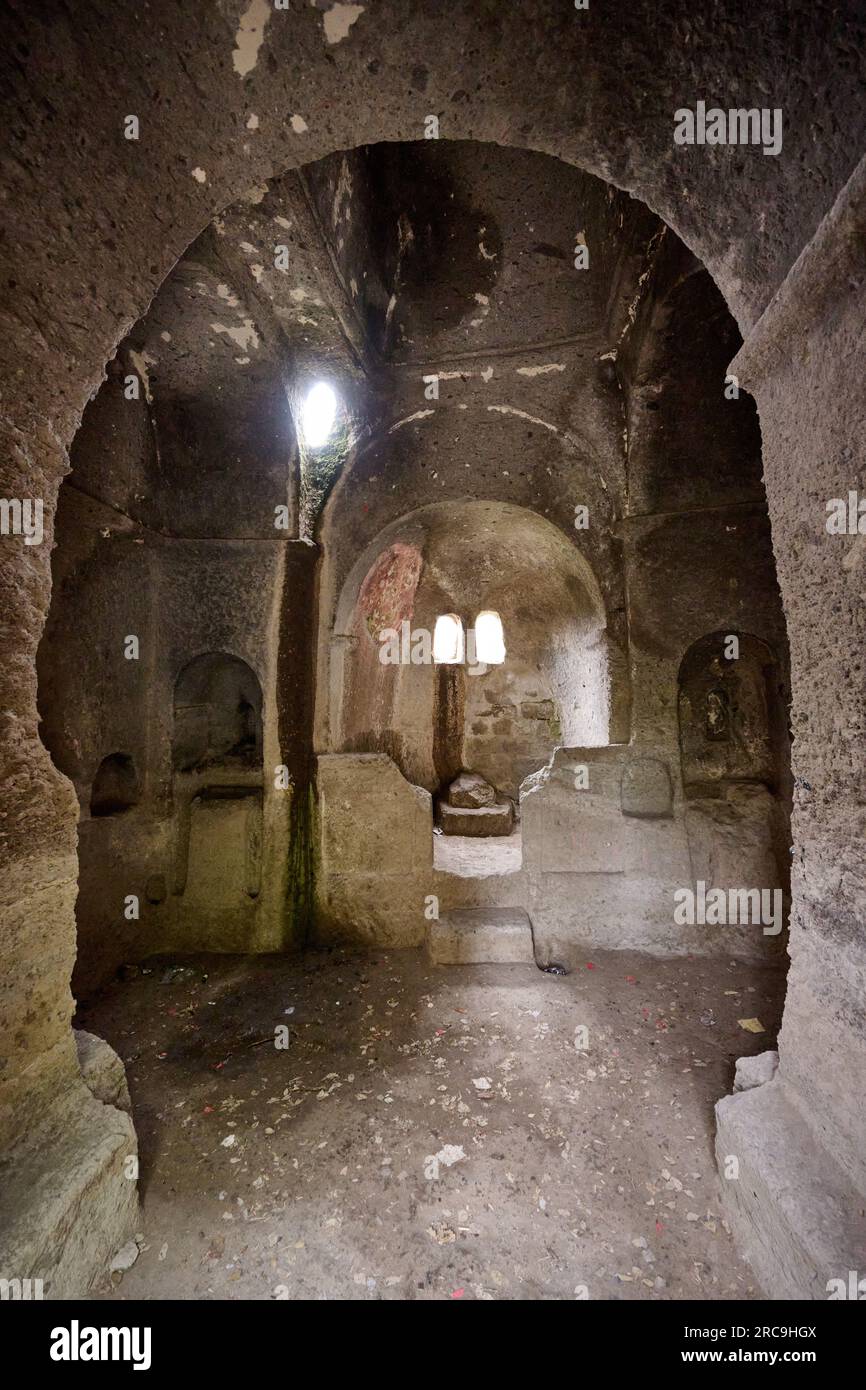 Vulkanische Tuffformation von Felsen BEI Kilistra (Glystra), St. Paul's Way, Gökyurt, Türkei, die frühchristliche Höhlenkirchen und vorrömische Höhlen Banque D'Images