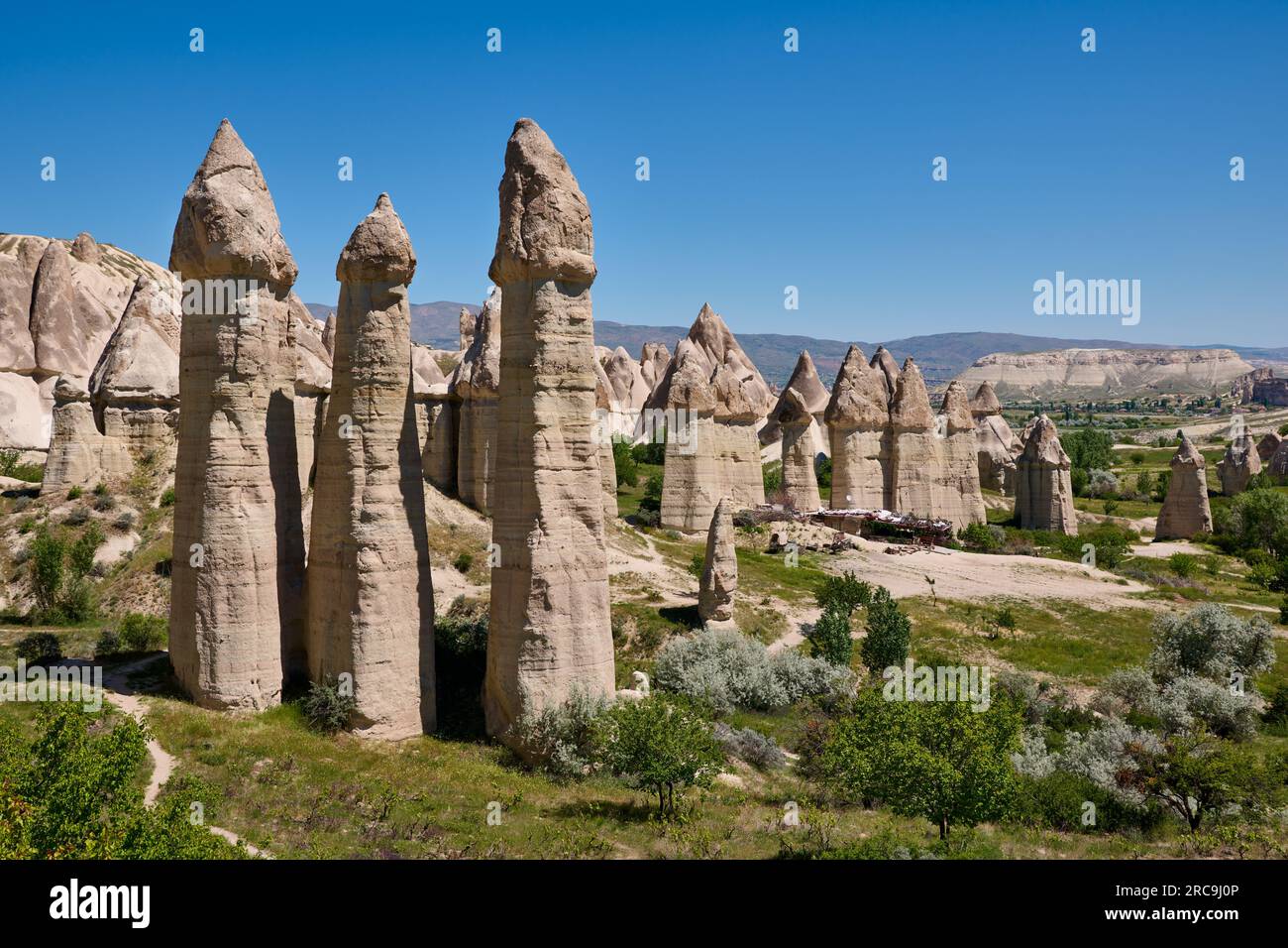 Landschaft des Love Valley BEI Göreme, Kappadokien, Anatolien, Tuerkei |paysage de la Love Valley près de Göreme, Cappadocia, Anatolie, Turquie| Banque D'Images
