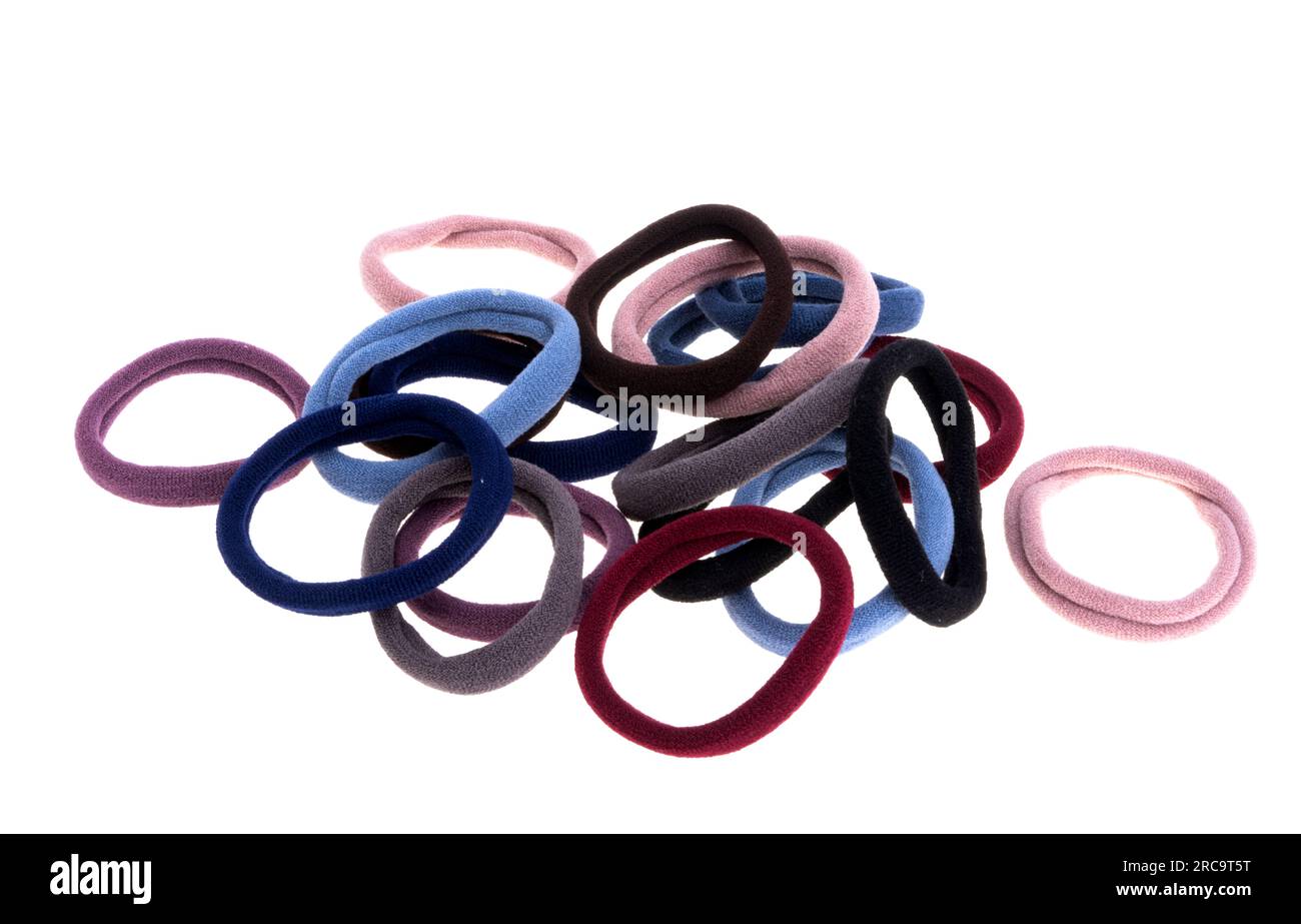bandes de caoutchouc de cheveux isolés sur fond blanc Banque D'Images