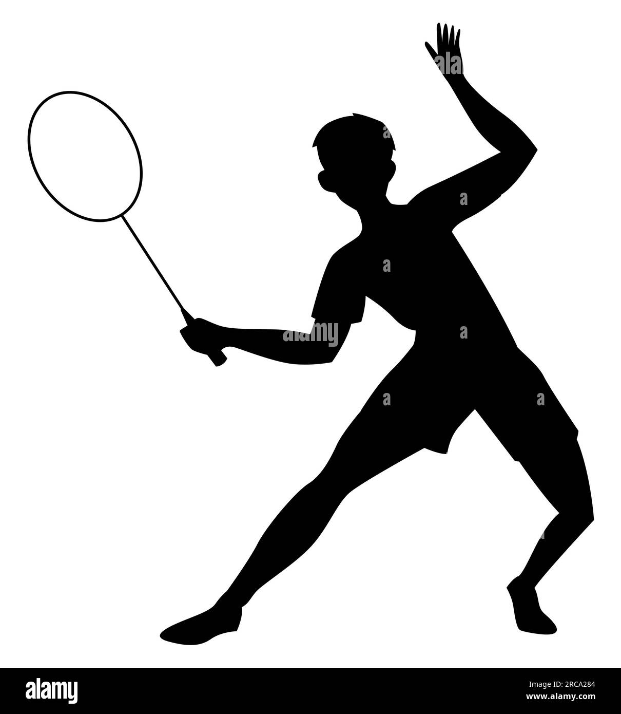 Silhouette noire d'un jeune adolescent jouant avec une raquette de tennis et une balle, illustration vectorielle isolée sur fond blanc Illustration de Vecteur