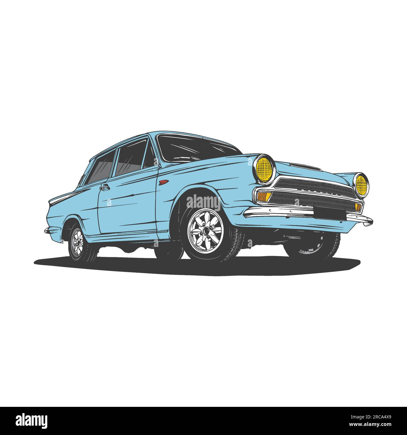 illustration de voiture bleu vintage dessin vectoriel au trait Illustration de Vecteur