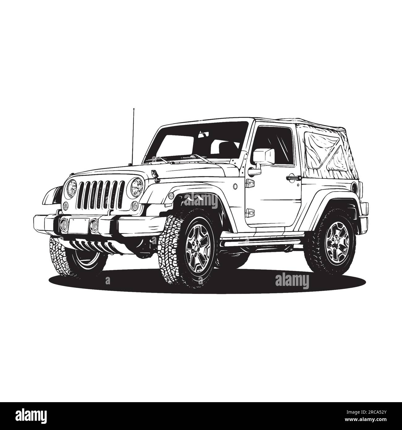 jeep car art 4x4 illustration vectorielle au trait art Illustration de Vecteur