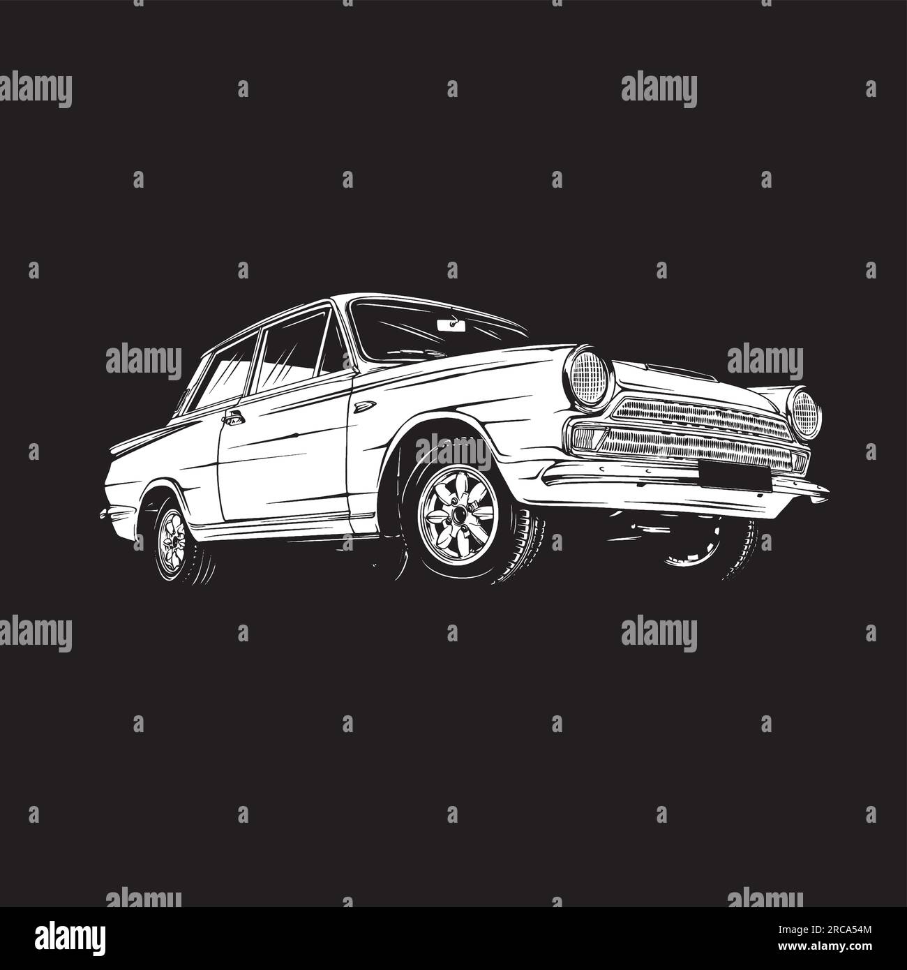 illustration de voiture vintage dessin vectoriel au trait Illustration de Vecteur