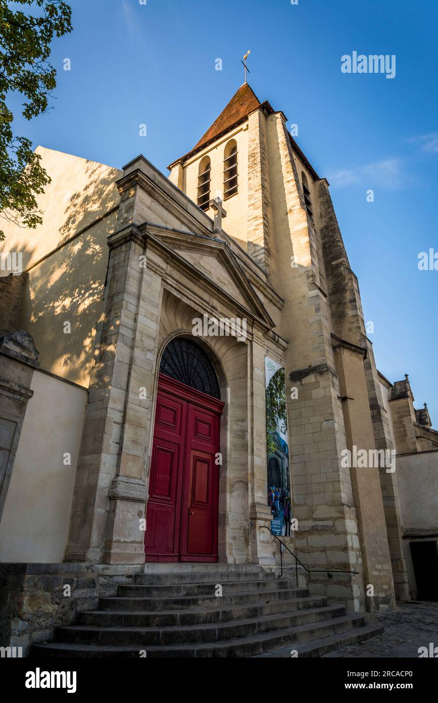 Église Saint-Germain de Charonne, construite au 12e siècle, 20e arrondissement, Paris, France Banque D'Images