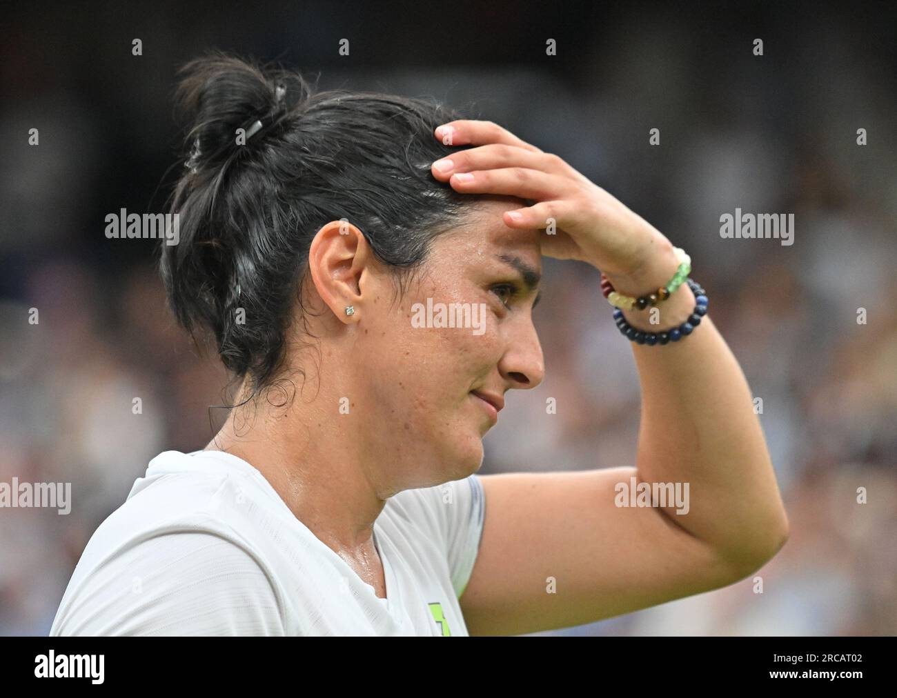 Londres, GBR. 13 juillet 2023. Londres Wimbledon Championships Day 11 1/07/2023 ONS Jabeur (TUN) remporte le match de demi-finale crédit : Roger Parker/Alamy Live News Banque D'Images