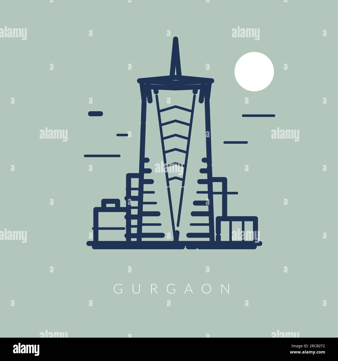 Gurgaon City Icon - Modern Building- Illustration de l'icône en tant que fichier EPS 10 Illustration de Vecteur