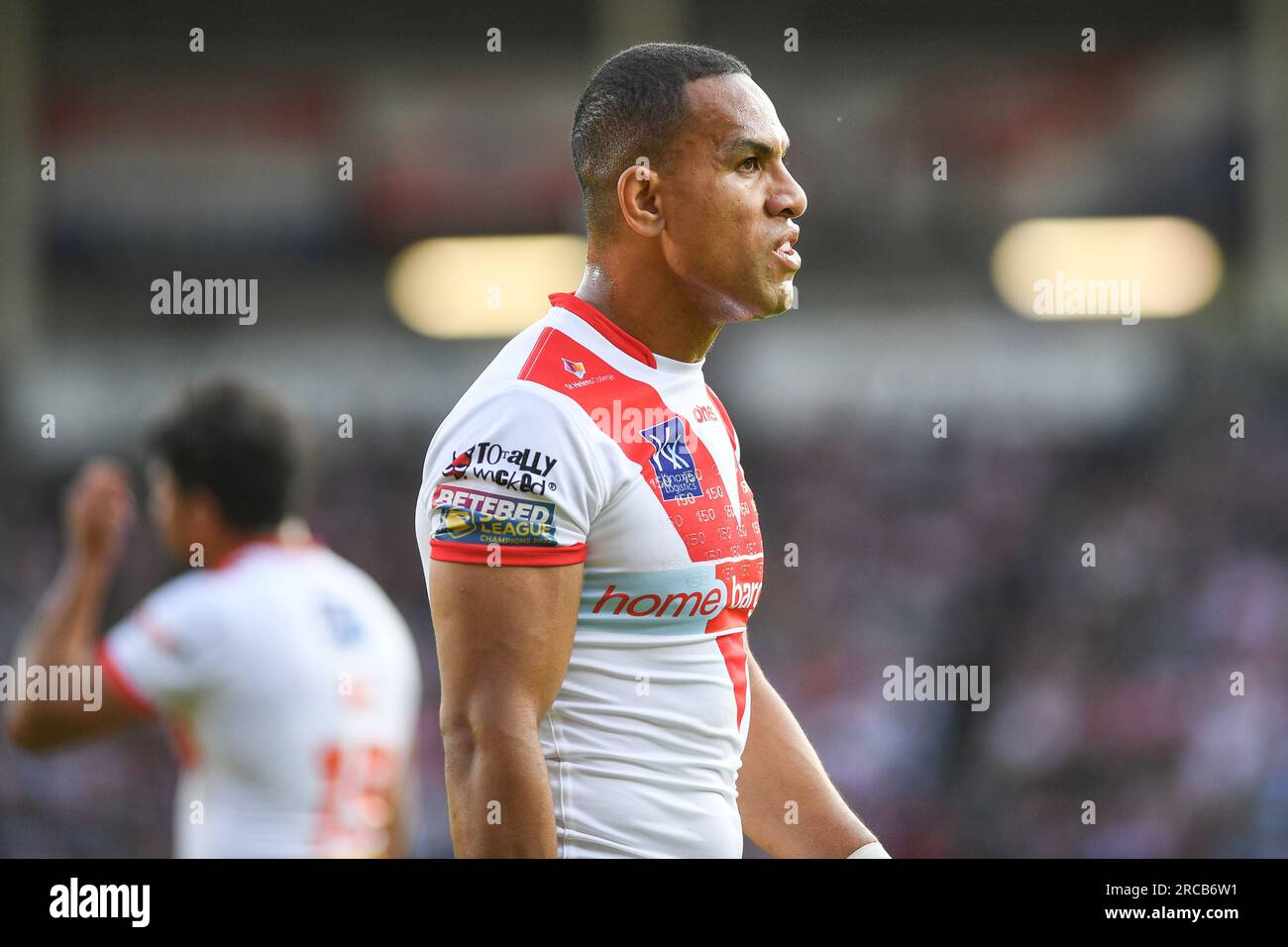 St. Helens, Angleterre - 13 juillet 2023 - Will Hopoate de St Helens. Betfred Super League, St. Helens vs Catalan Dragons au Totally Wicked Stadium, St. Helens, Royaume-Uni Banque D'Images