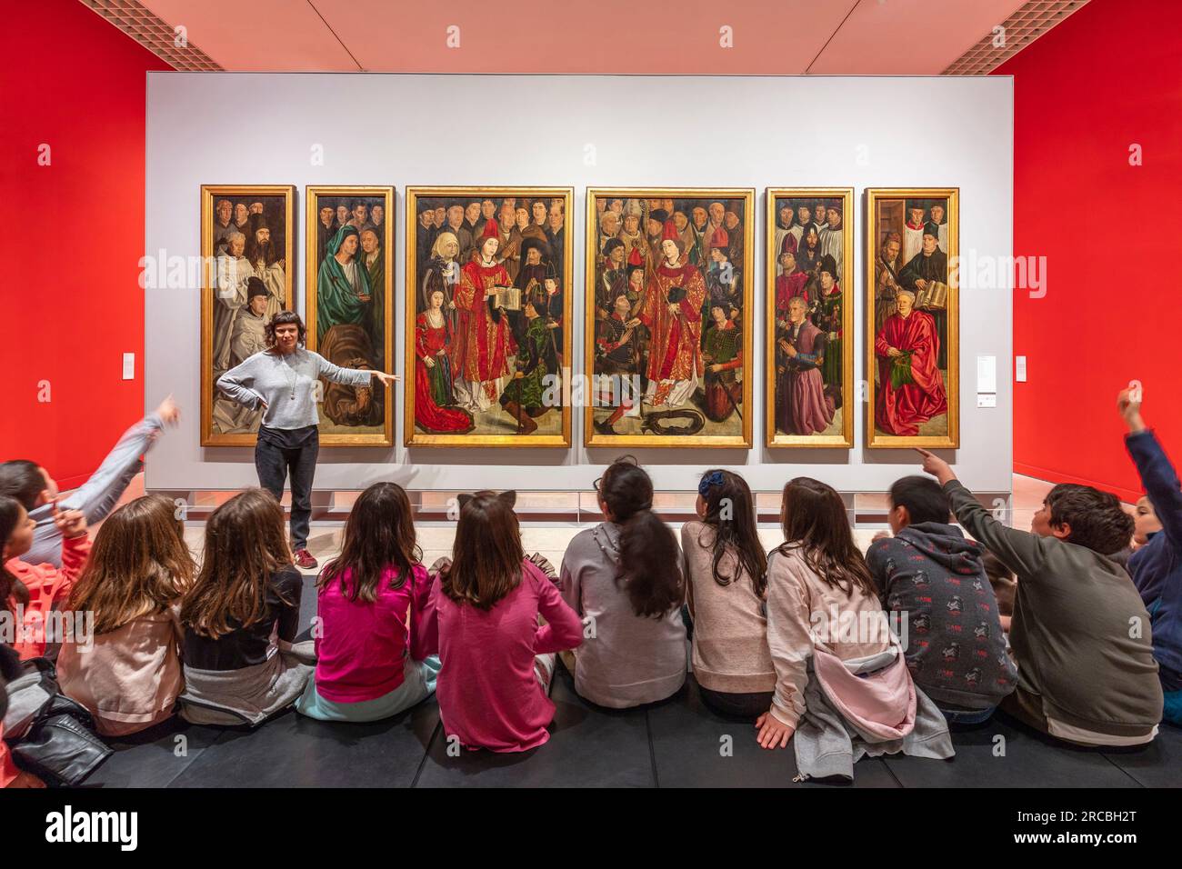 Lisbonne, Portugal, NMAA Museu Nacional de Arte Antiga, salle de peinture et sculpture portugaise, Nuno Gonçalves, Panneaux de Saint Vincent, ca. 1470 Banque D'Images
