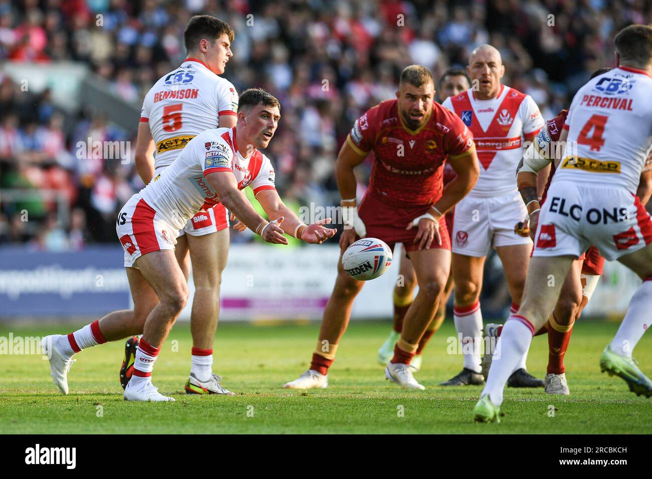 St. Helens, Angleterre - 13 juillet 2023 - Lewis Dodd de St Helens en action. Betfred Super League, St. Helens vs Catalan Dragons au Totally Wicked Stadium, St. Helens, Royaume-Uni Banque D'Images