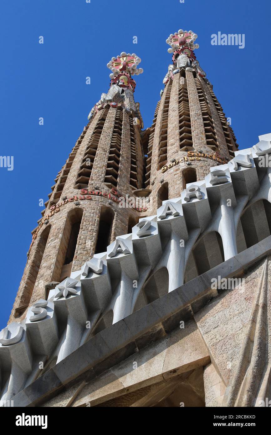 Barcelone, Espagne, juin 6 2023, détail de la cathédrale de la Sagrada Familia, lieu touristique Banque D'Images