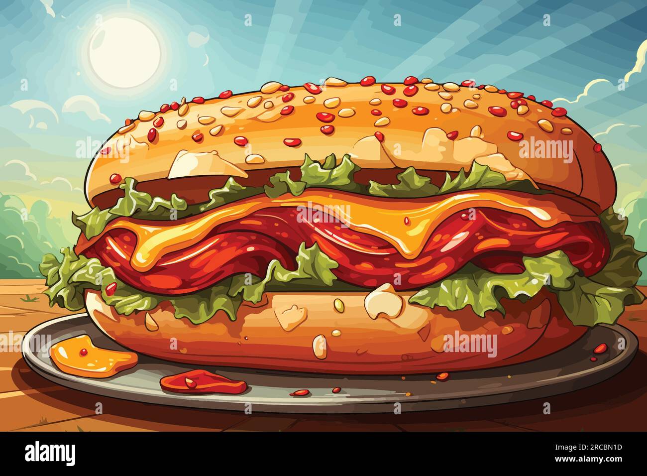 Illustration vectorielle de dessin animé de personnage de dessin animé hot-dog énergique tenant un signe blanc, clin d'oeil à une foire Illustration de Vecteur