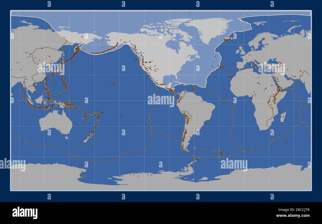 Forme de la plaque tectonique nordaméricaine sur la carte de contour