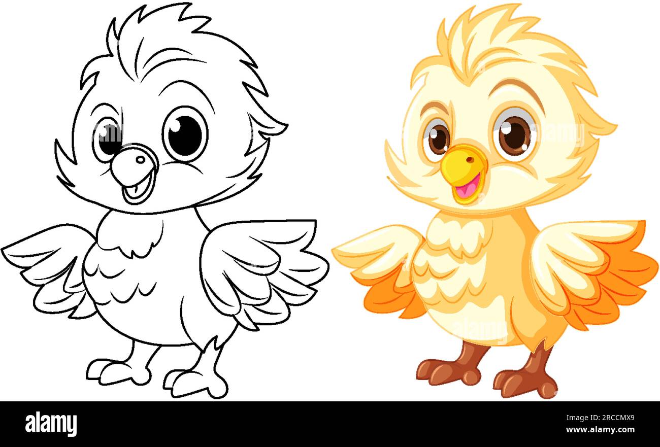 Chick doodle coloriage page pour l'illustration des enfants Illustration de Vecteur