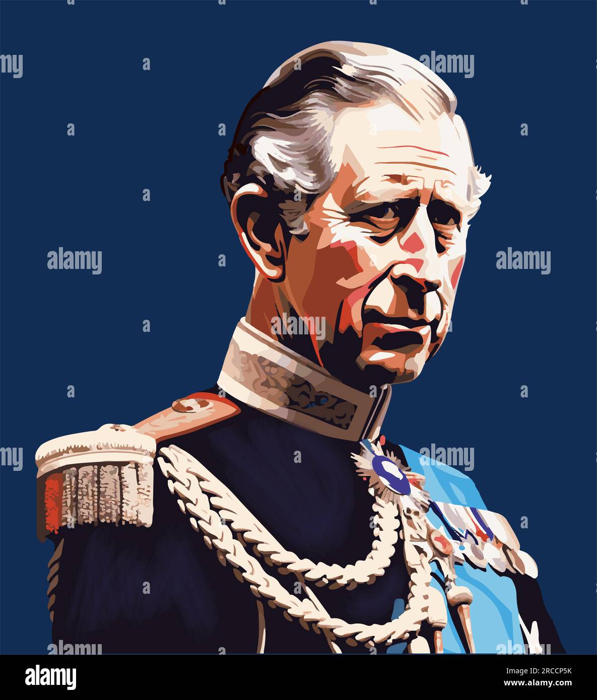 Portrait vectoriel du roi Charles III du Royaume-Uni Illustration de Vecteur
